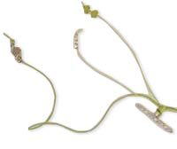 The cord is adorned with strung beads at their ends.